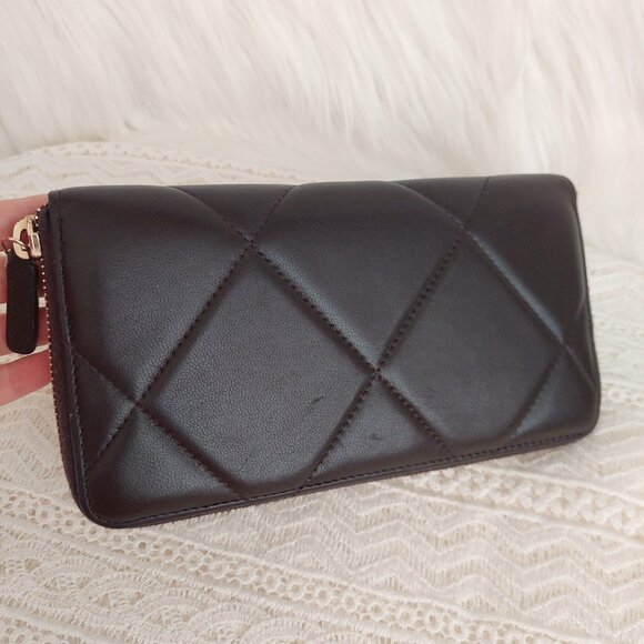SOLD CHANEL 19 Quilted Lambskin Matelasse Long Zip Around Dark Brown Wallet - Picture 6 of 15